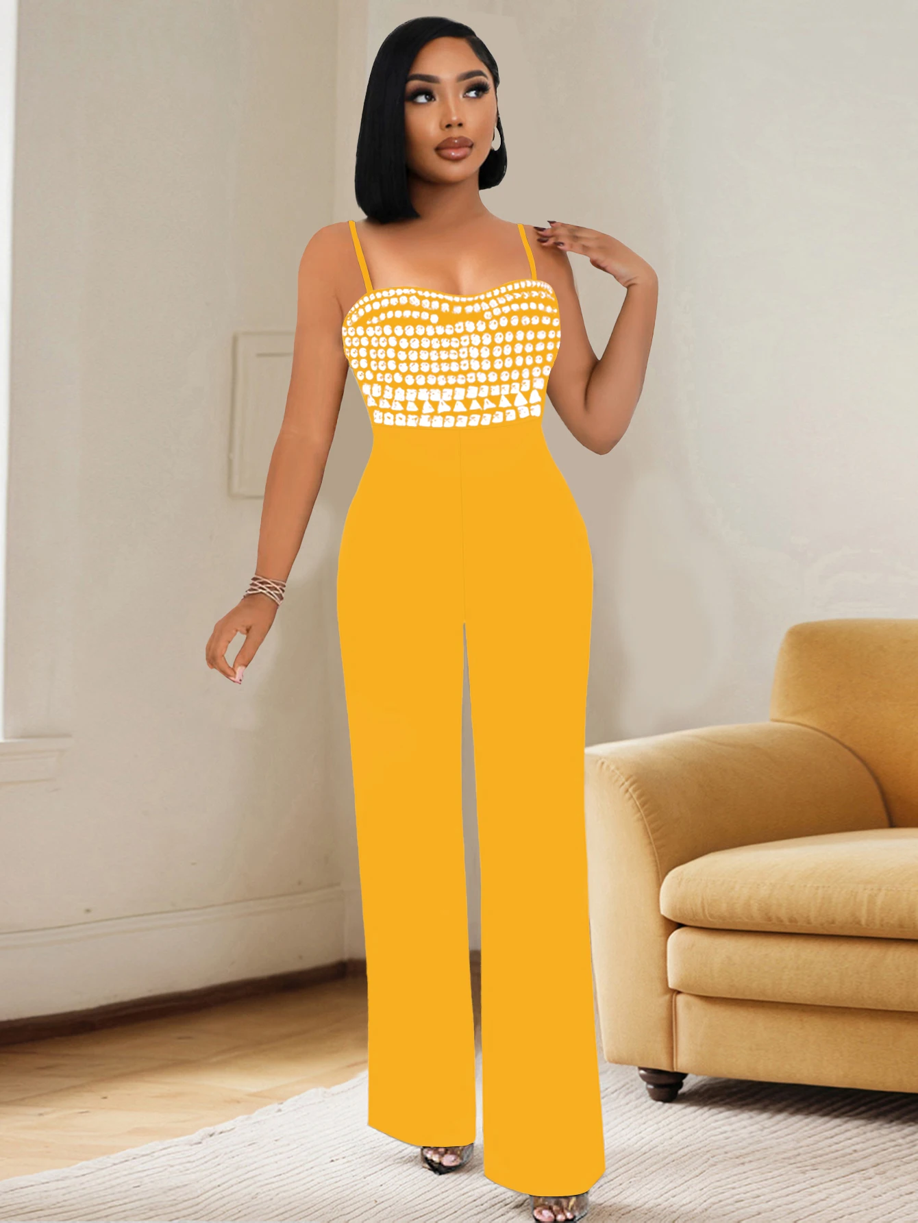 

Осень 202, модный однотонный комбинезон с бриллиантами, вечернее платье на бретелях, модный цельный костюм для женщин