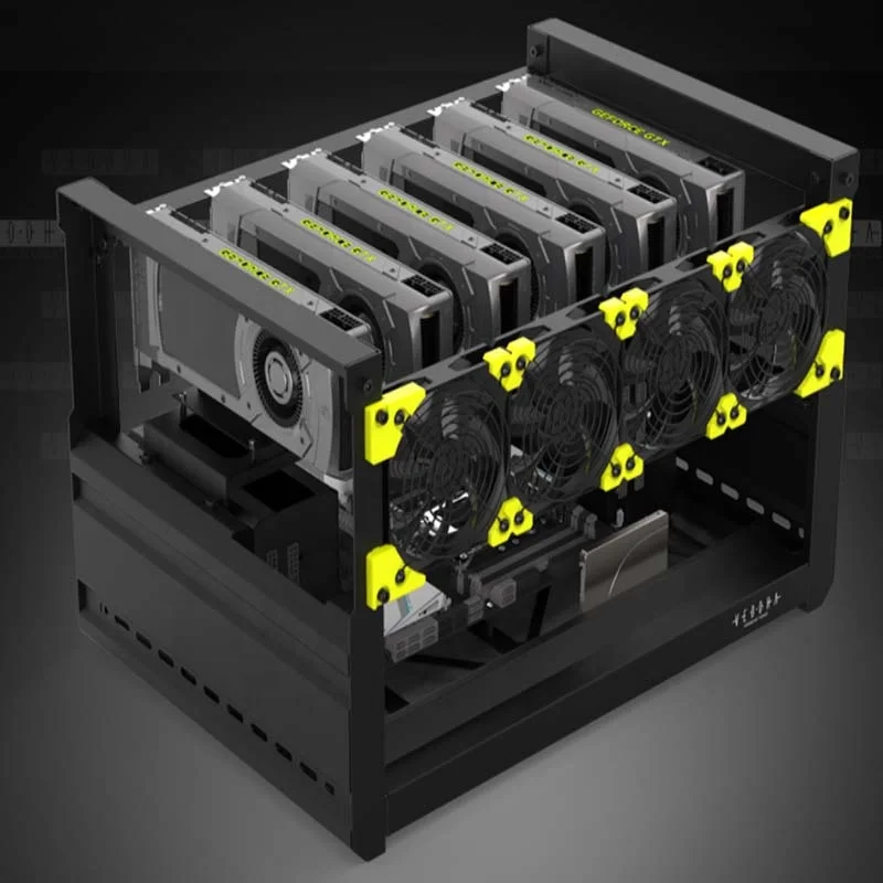 6GPU 6 GPU T3 Frame Aluminum Stackable Open Air Case Computer T2 Case Rig Frame Rack Gpu Rig Case