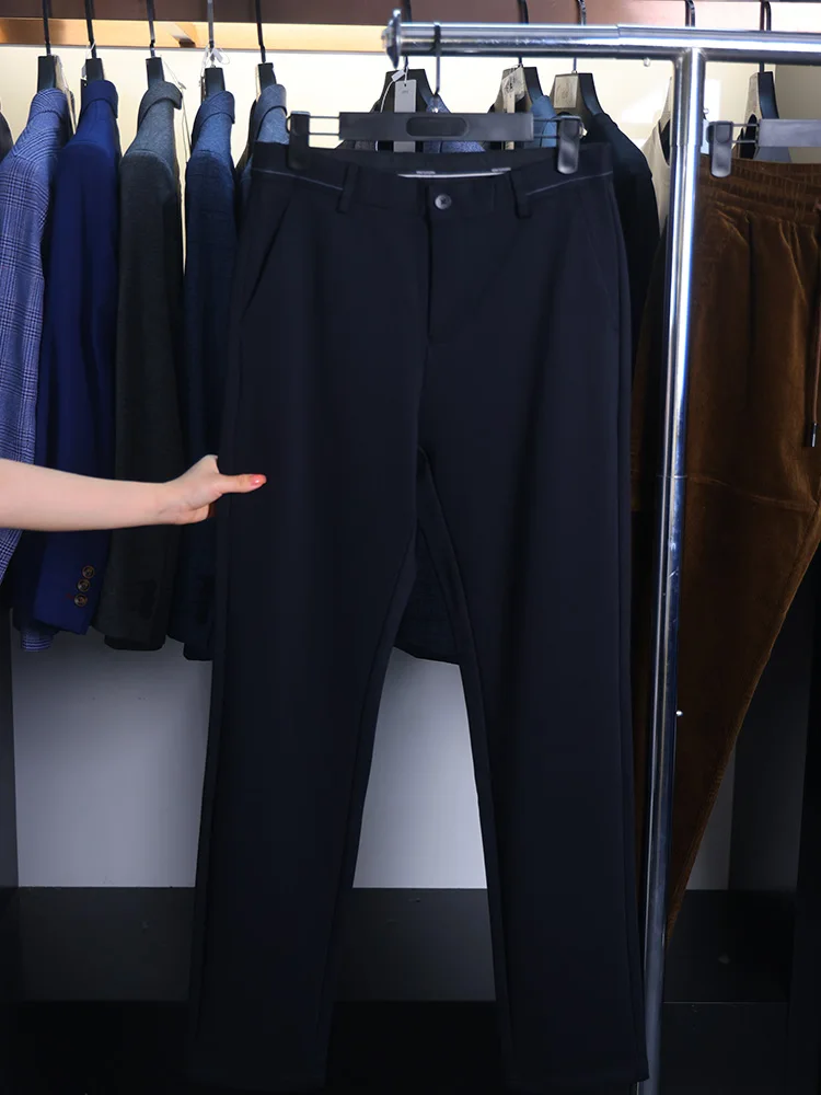 Homesi Spring Autumn Men's Knitted Casual Pants Pure Color Diagonal Texture Skin-friendly Loose Fit Faion Urban Sle