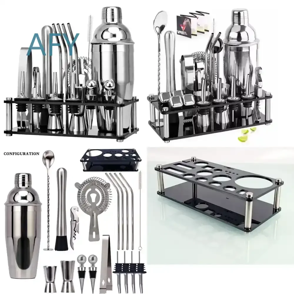 20-Piece Professional Bartender Kit for Cocktail Making with Stainless Steel Tools Acrylic Stand Recipe Booklet Whiskey