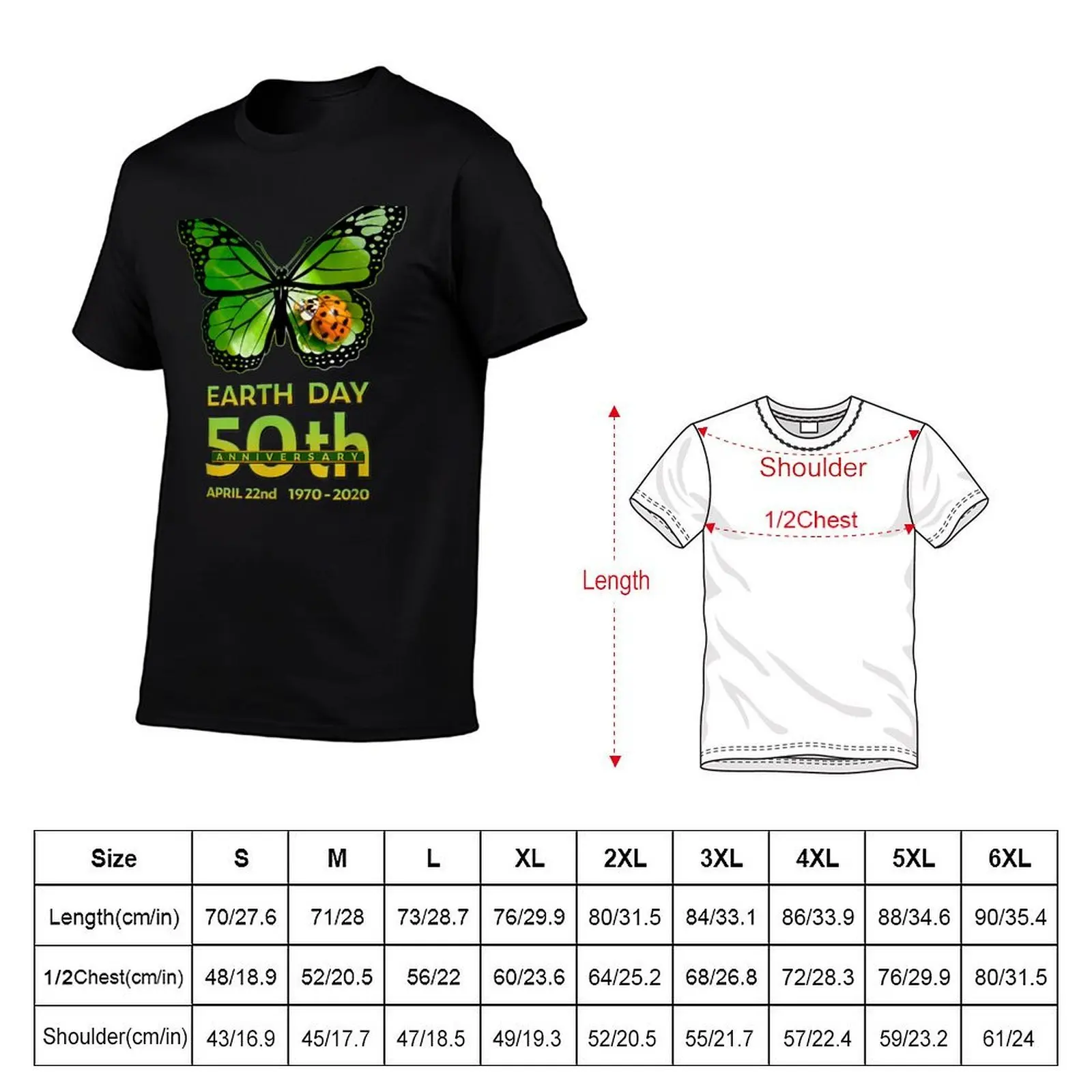 Earth Day 50th Anniversary Butterfly and Ladybug Silhouette T-Shirt plus sizes new edition oversized t shirt men