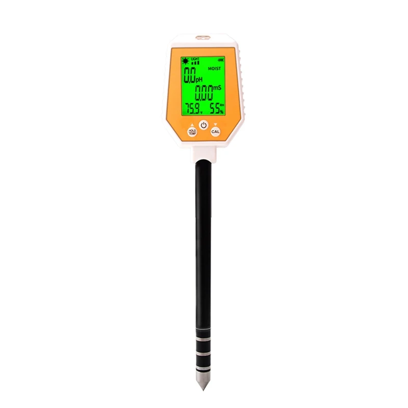 6-In-1 Soil Tester PH/EC/Moisture/Sunlight/Air Humidity/Temp High Accuracy Conductivity PH Meter For Gardening Farming