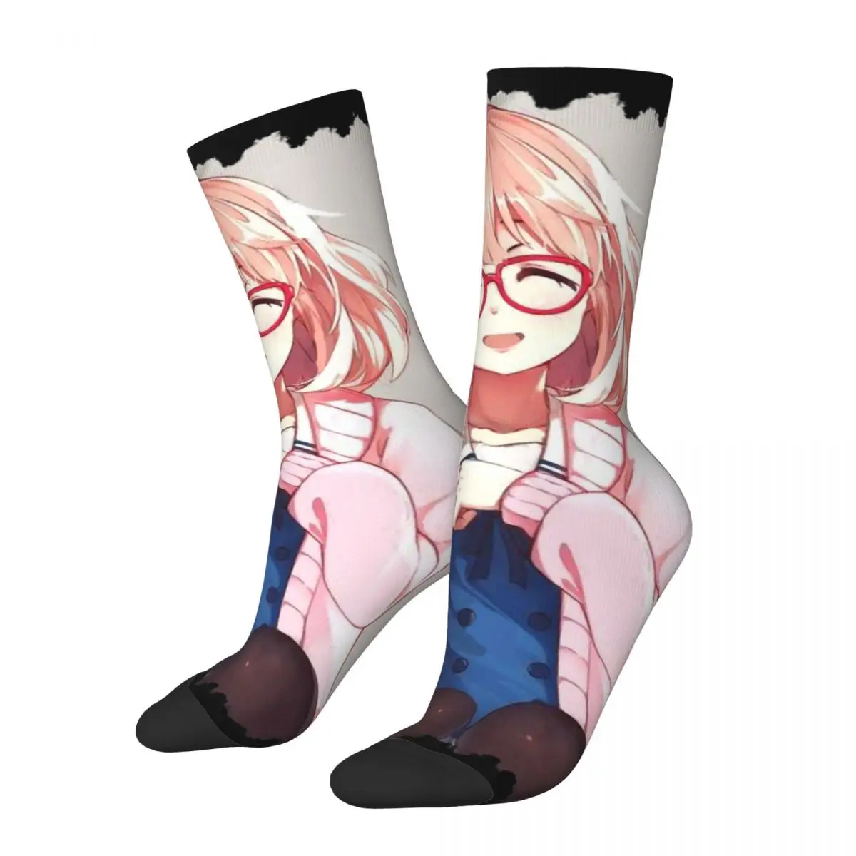 Retro Kuriyama Mirai Smiles Crazy Men's compression Socks Unisex Beyond The Boundary Street Style Pattern Printed Crew Sock