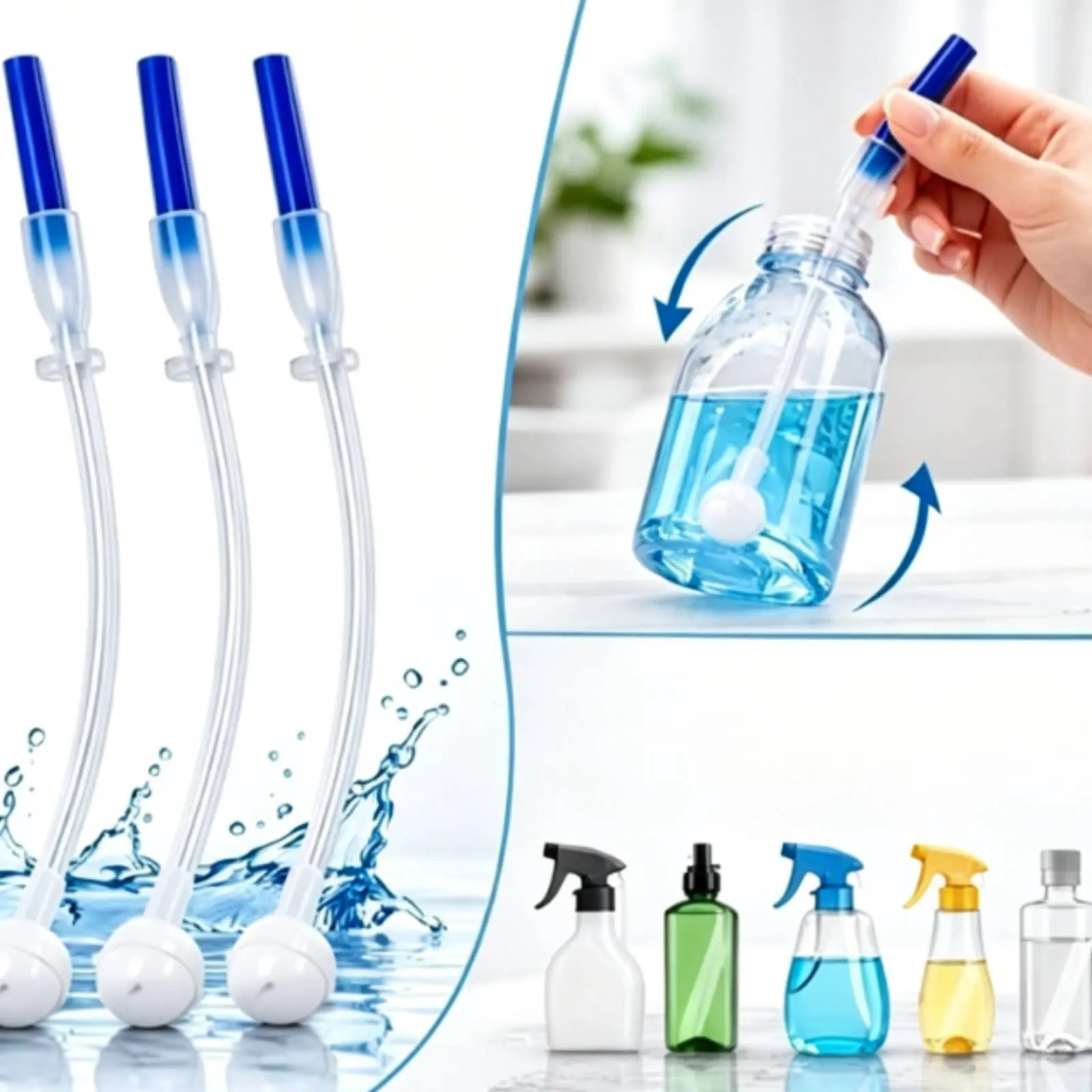 

360 Degree Spray Adapter Portable Weighted Straw Spray Head Upside down Spray Attachment Spray Tip for Household Cleaning
