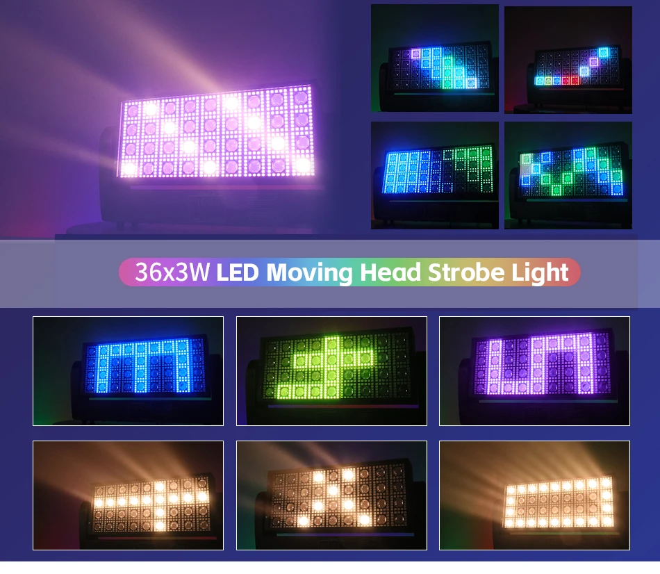 36 LEDs Stroboskop-Strahllichter, Farbmischung, Bühnenbeleuchtung, 200W Effektprojektor, Lauflichter, Washer-Licht für DJ- und Disco-Partys – Detail 8