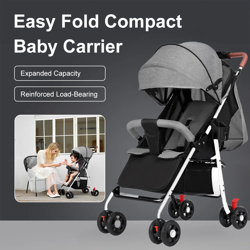 Baby Kinderwagen bis 25 kg voll verstellbare Liegeposition leichtes Stahlrohr-Gestell kompakt faltbar für Neugeborene