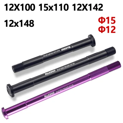 12mm 15mm eje pasante 12X100 15x110 12X142 12x148 12mm roscado a través del eje de refuerzo para mtb dirt bicicleta de carretera buje horquilla varilla de aluminio