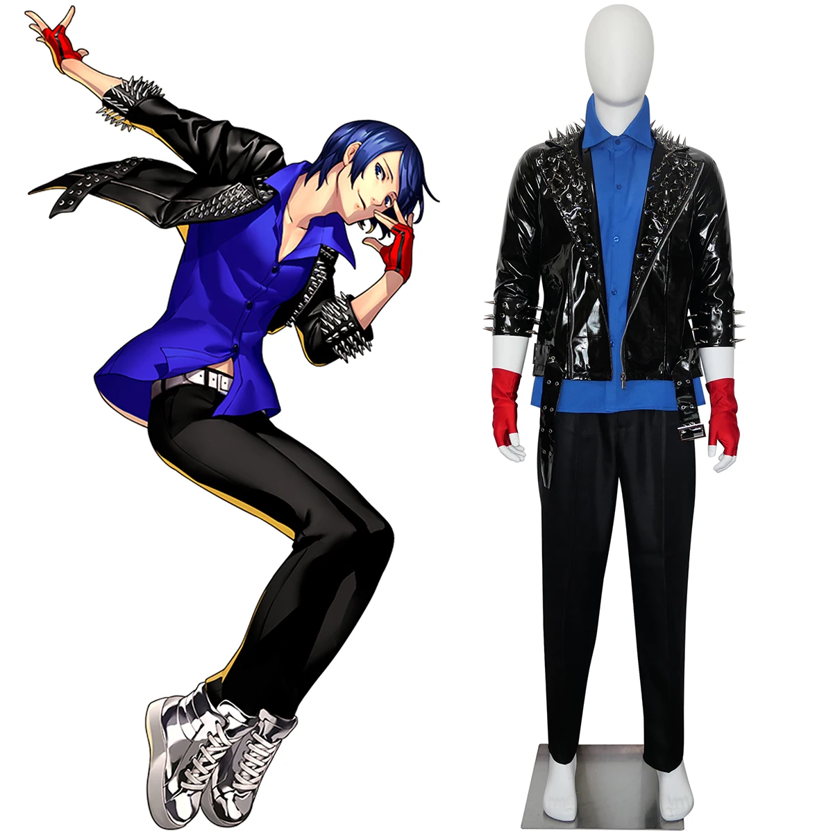 

Dancing in Starlight Yusuke Kitagawa Cosplay Costume Rock Punk Studded Studs Spikes Spiked Black Faux Leather Jacket