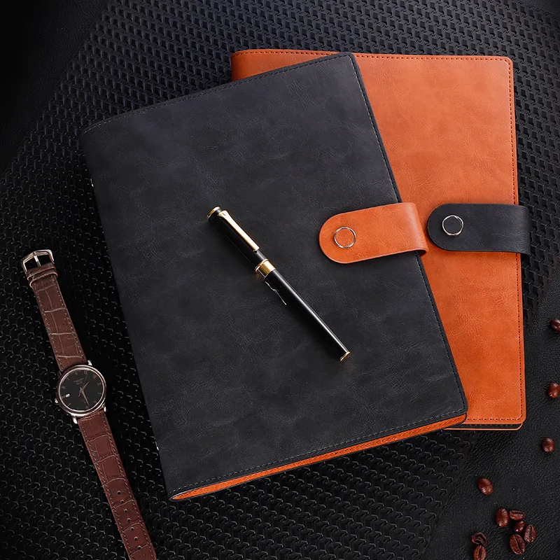 A5/B5 Loose-Leaf Notebook,Simple Business Soft PU Cover,Removable Metal Clip,100 Sheets/Book,Office Study Stationery