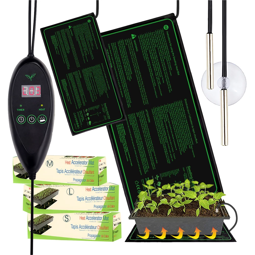 Seedling Heating Pad With Temperature Controller Soil Probe Temperature Hydroponic Heating Pad Plant Growth Germination Seeds