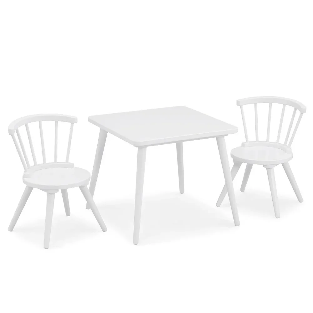 Kids Wood Table Chair Set (2 Chairs Included) - Ideal for Arts & Crafts, Snack Time, Homeschooling, Homework & More