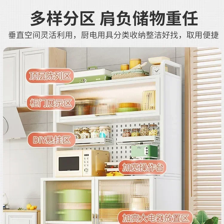 Modern Kitchen Cabinet Hutch Movable Full Door Glass Cabinet Storage Display Cupboards Muebles Cocina Multifunctional Furniture