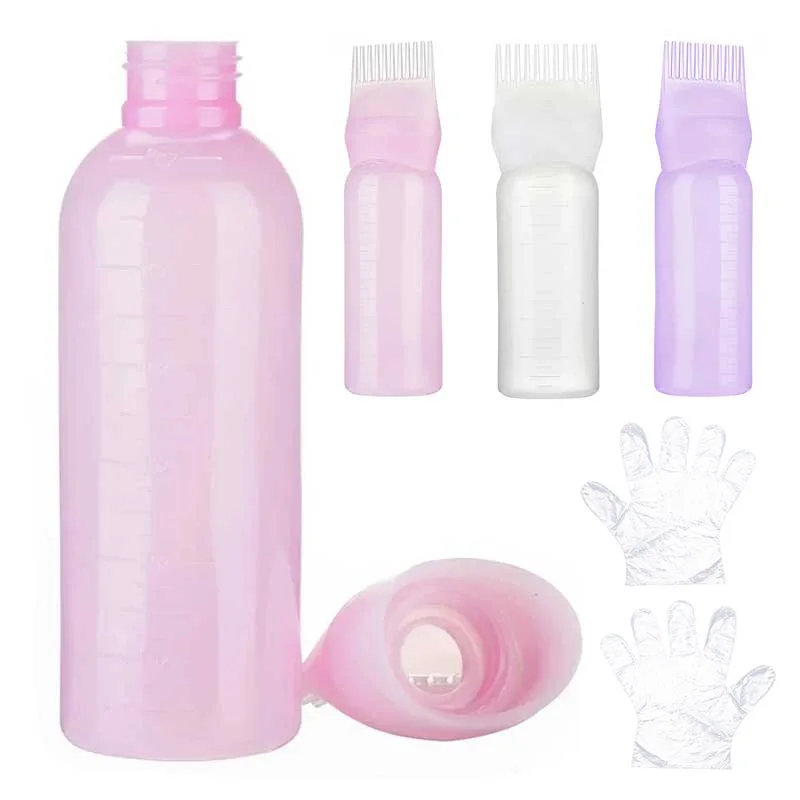 3 Colors Hair Dye Applicator Brush Bottles Dyeing Shampoo Bottle Oil Comb Hair Dye Bottle Applicator Hair Coloring Styling Tool