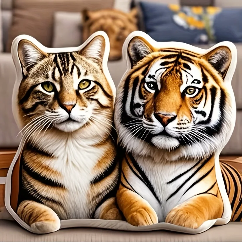 Customize your favorite pet photo pillow! Soft and elastic short plush material, double-sided 3D printing presents realistic pat