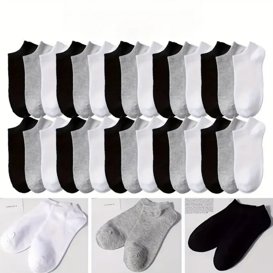 

40 Pairs of Thin Black/white/gray Socks, Soft and Comfortable, Simple and Versatile Style Suitable for Daily Use in All Seasons