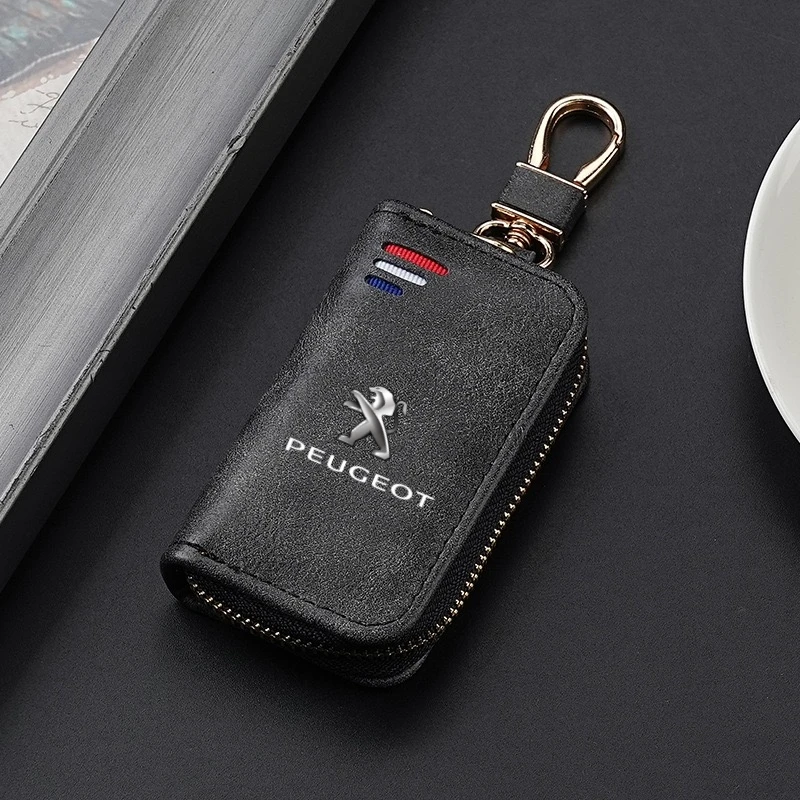 Image of Neue Einfache Retro Auto Schlüssel Fall Schlüssel Schutz Schlüssel Kette Metall Haken Für Peugeot 408 4008 308 3008 Rifter 5008 508 2008 208 301 RCZ
