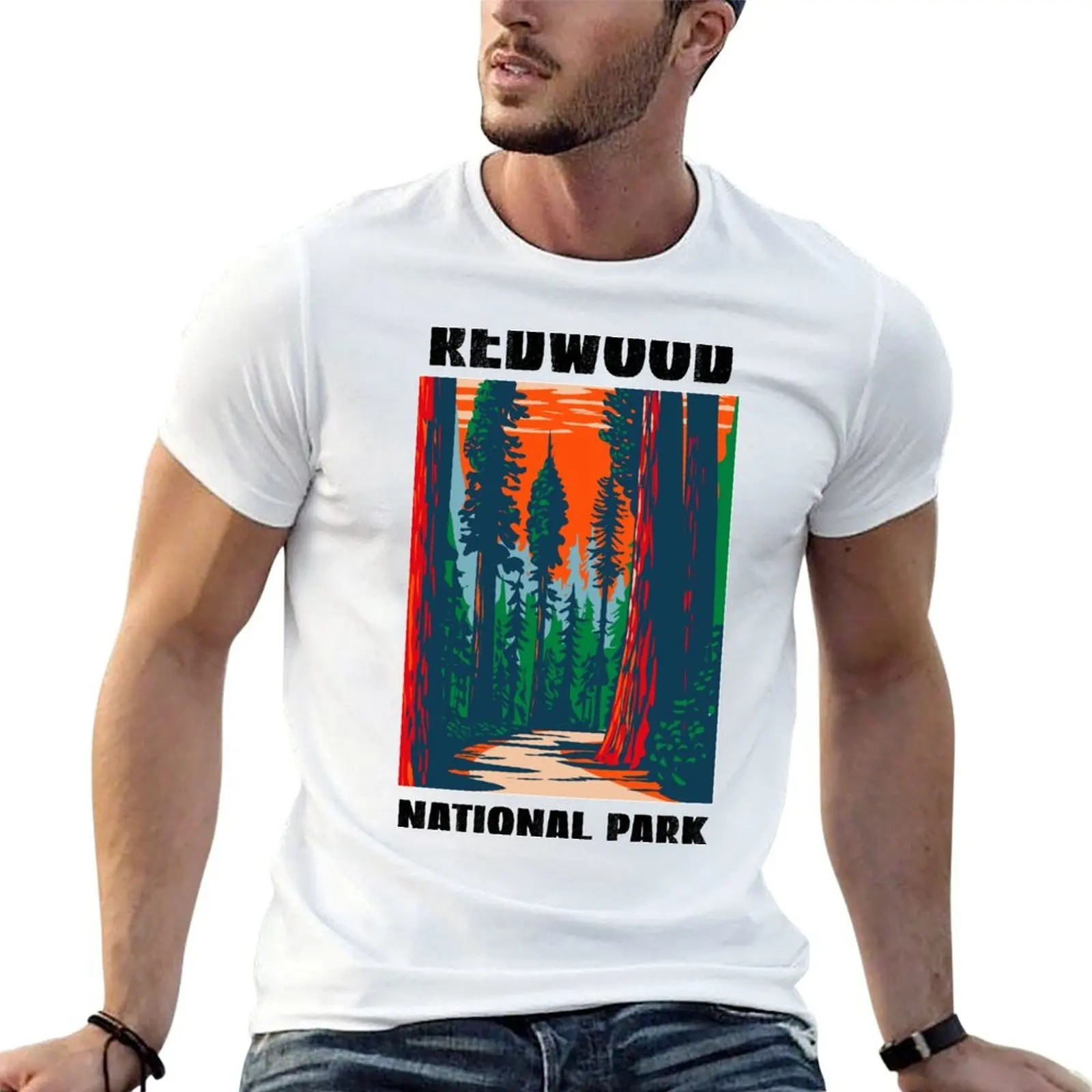 

Redwood National Park, Redwood Trees T-Shirt cotton tshirt 100% t shirt for man T-Shirt