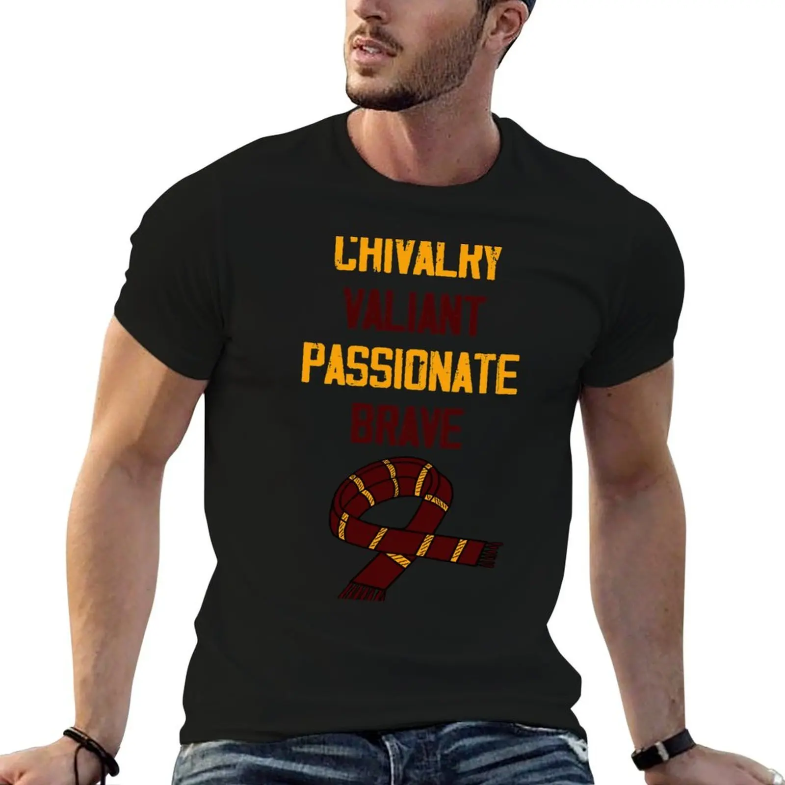Chivalry Valiant Passionate Brave Scarf 1 T-Shirt man t shirt summer t shirts for man graphic vintage T-Shirt