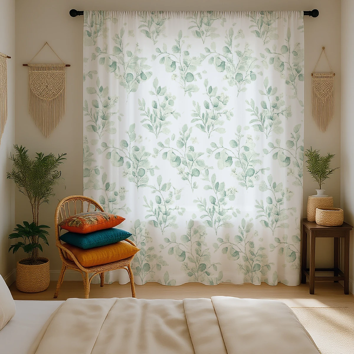 1 Piece Green Branch & Bud Sheer Curtain - Translucent, Light Reducing, Privacy, Rod Pocket, for Living/Bedroom/Kids Room/Party - view 5
