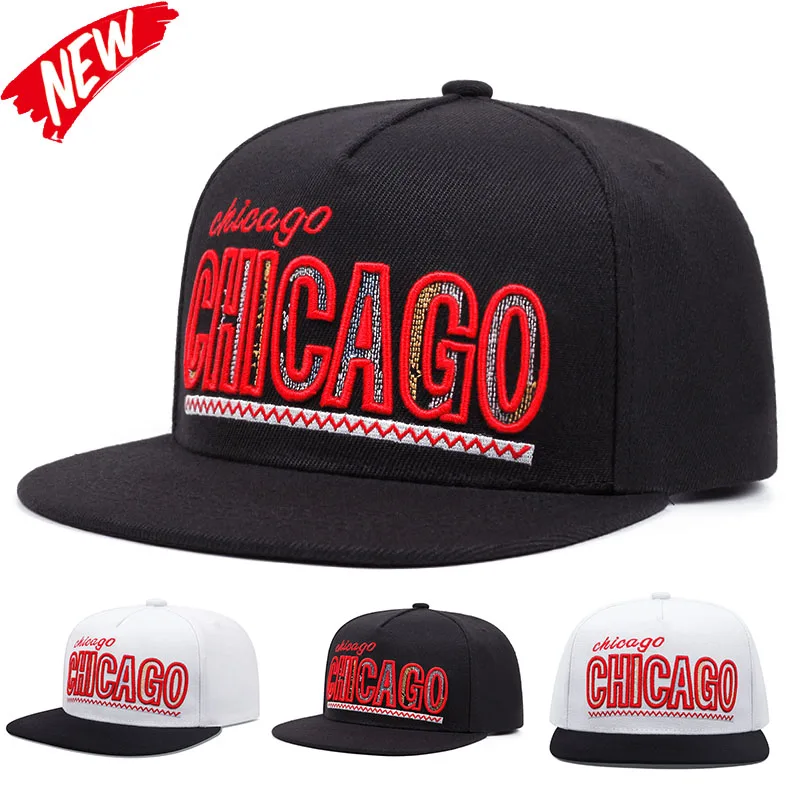 Fashion CHICAGO Letter Embroidery Baseball Hat Men Women Adjustable Hip Hop Snapback Caps Adult Unisex Sunshade Cowboy Hat