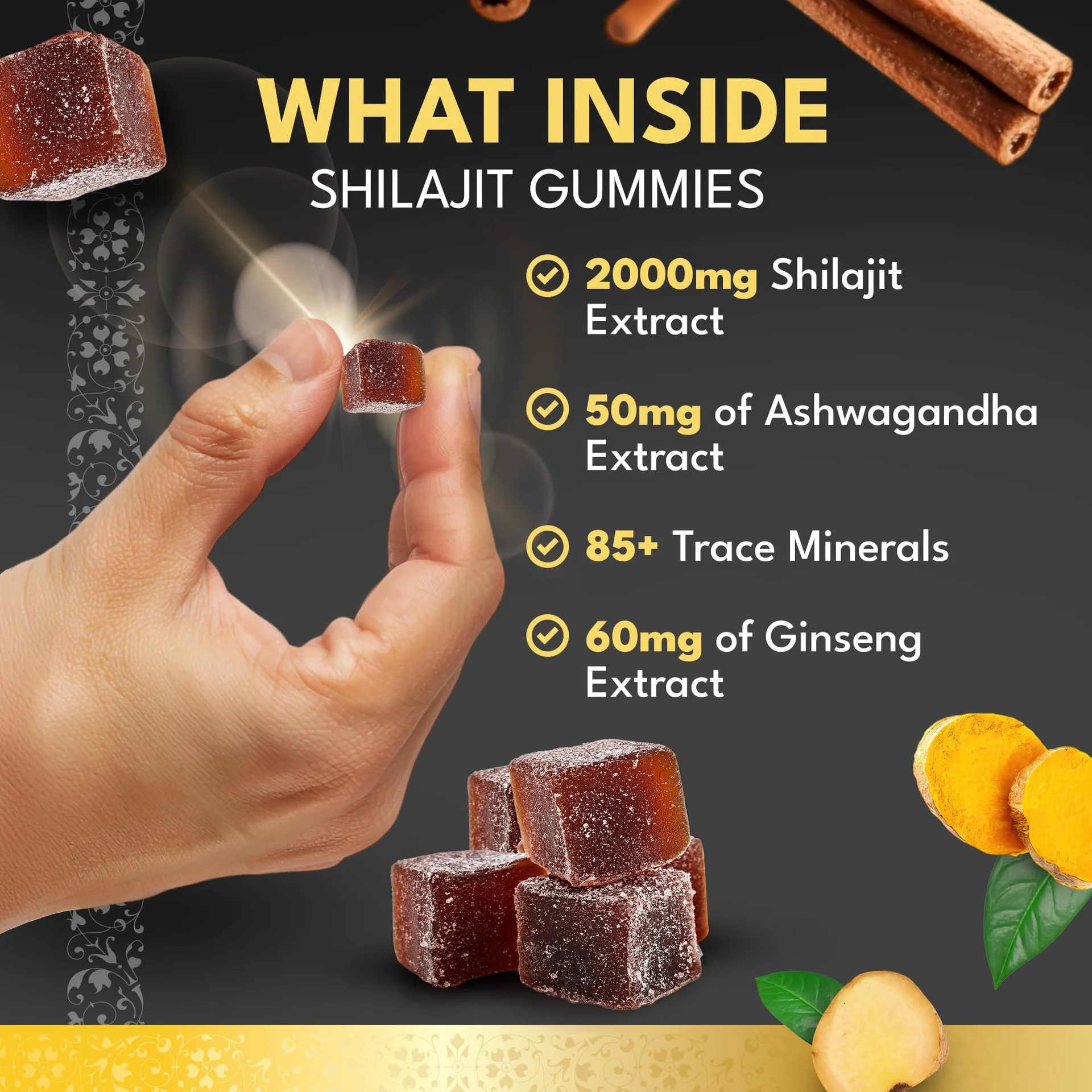 

Мягкие конфеты Shilajit 12 в 1, чистые гималайские конфеты, 500 мг, 60 люменов, улучшают выносливость и повышение энергии с грибами Vitaimin