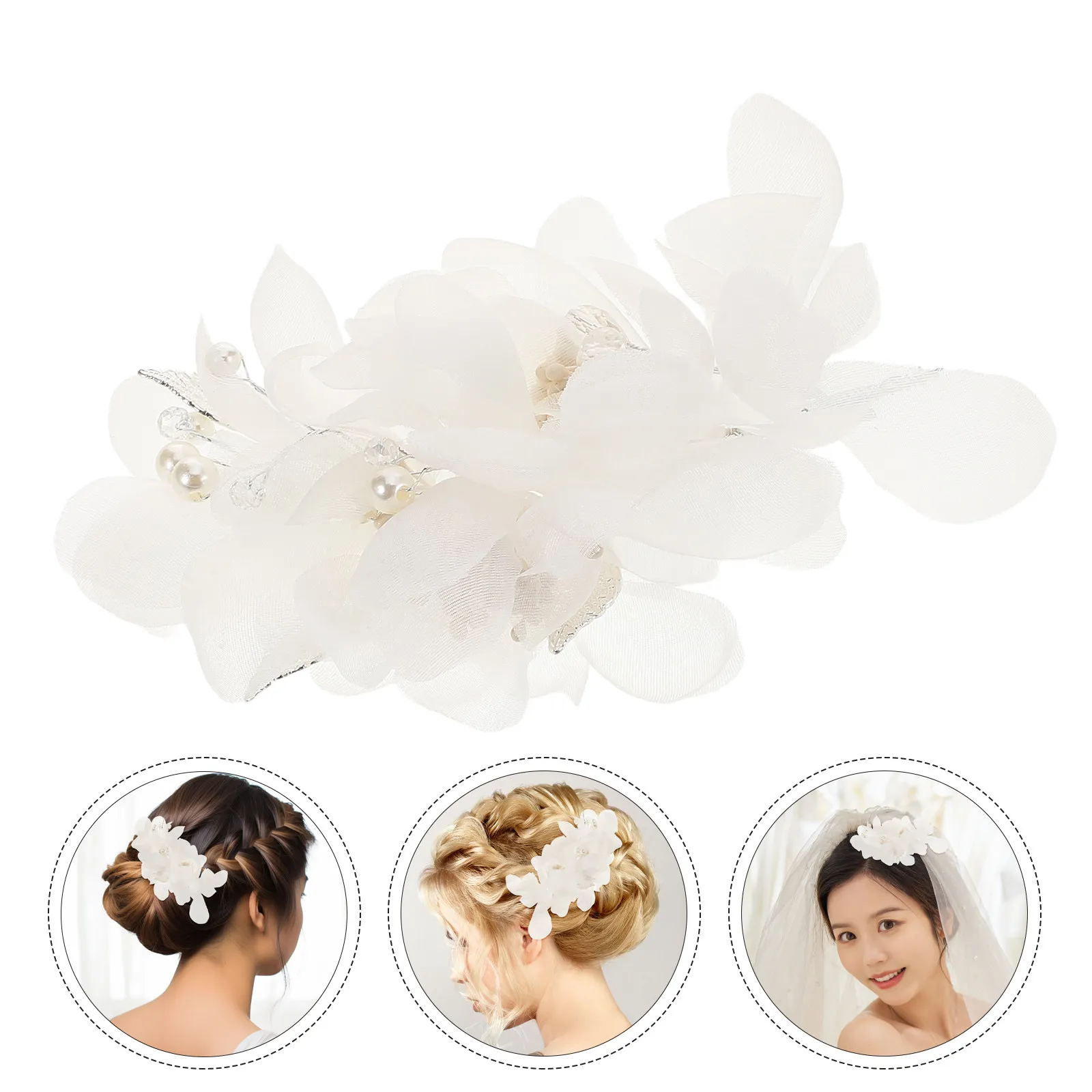 

Wedding Bridal Headpiece Handmade Tulle Flower Hairpin Elegant Lightweight Floral Design for Bridesmaids Flower Princess