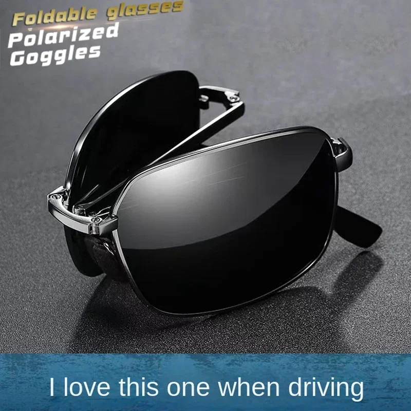 

2025 новые высококачественные модные складные поляризационные солнцезащитные очки для мужчин и женщин, винтажные портативные складные солнцезащитные очки в металлической оправе UV400