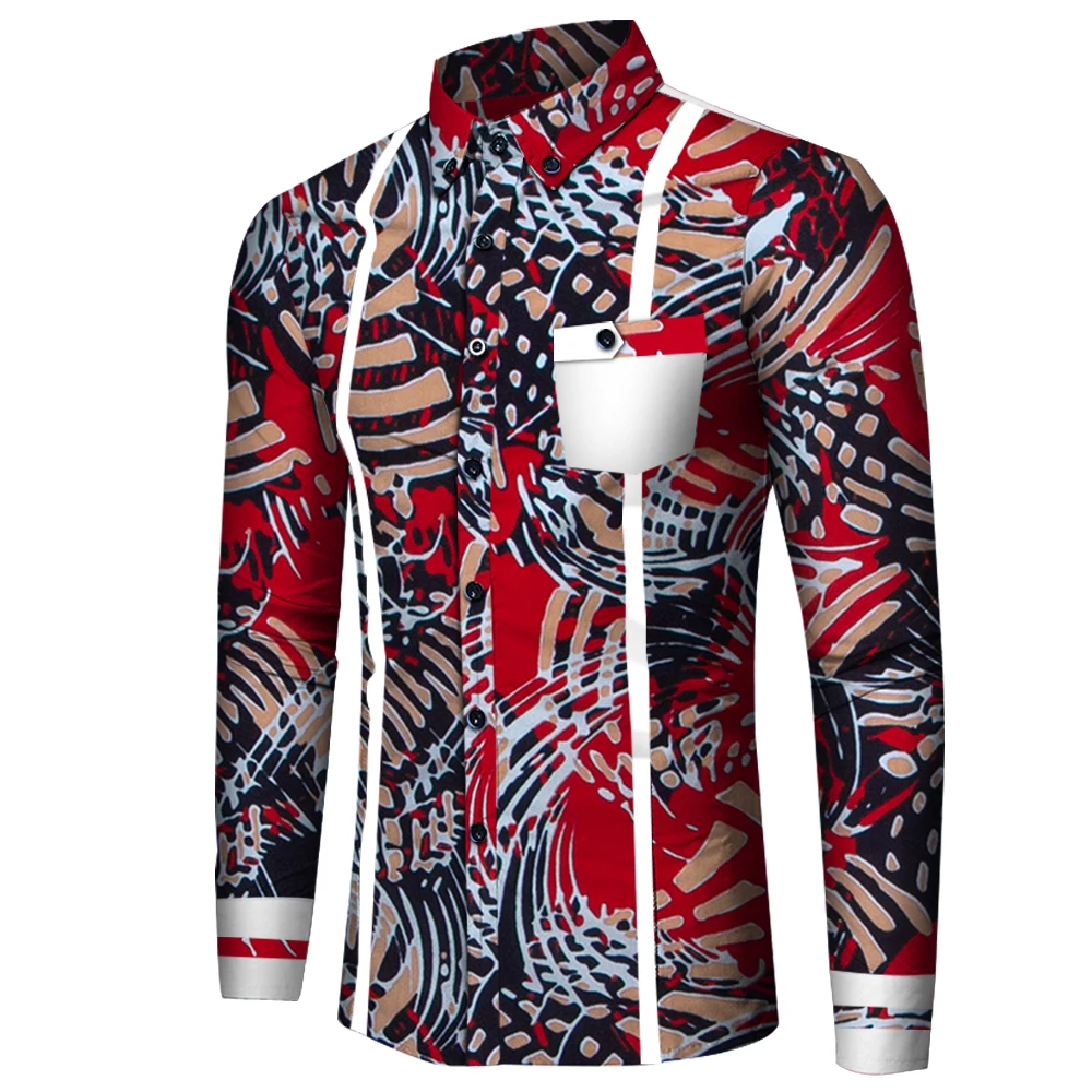 Chemise à manches longues pour hommes, vêtements traditionnels africains Bazin Riche, coton imprimé Dashiki, chemises décontractées Y-African, WYN818
