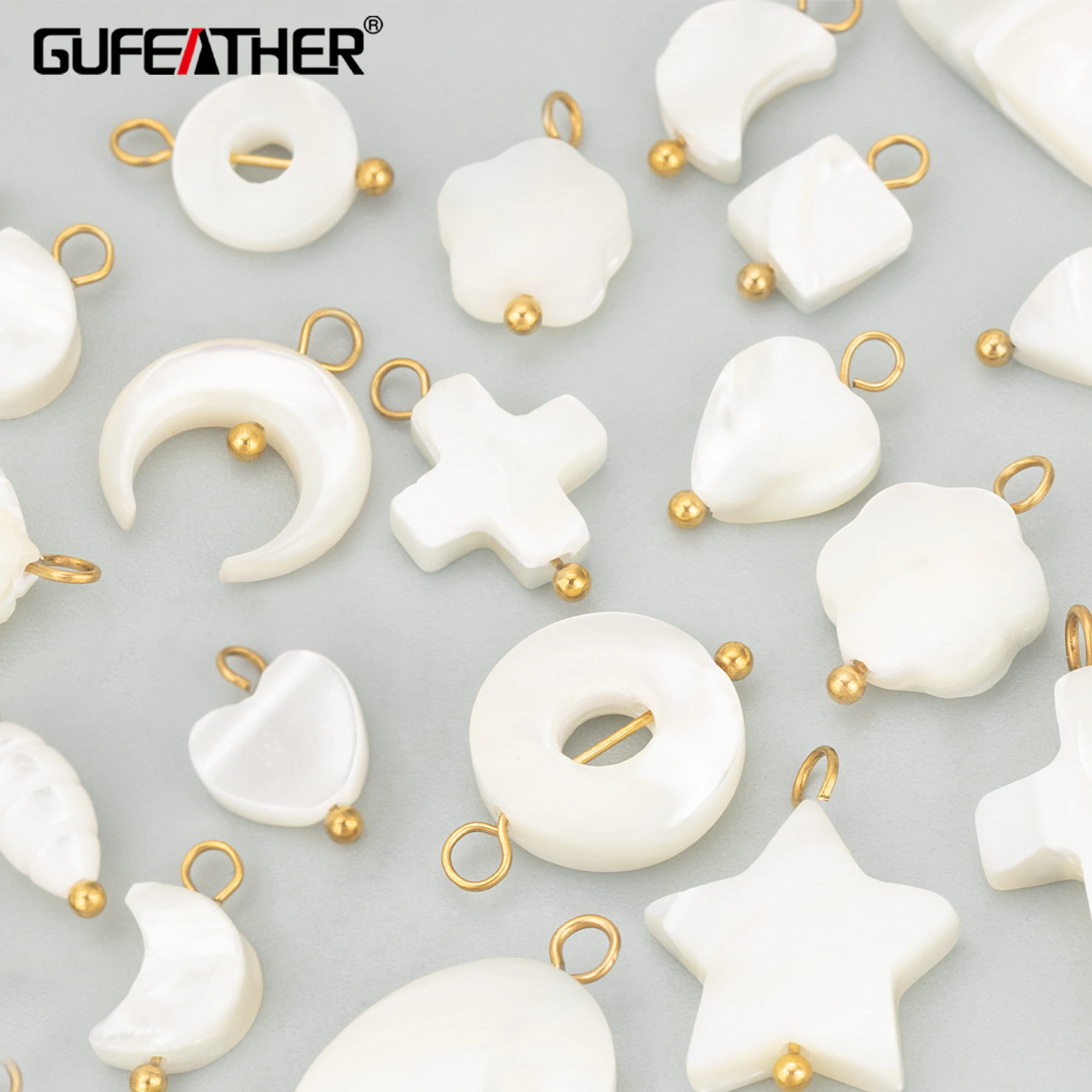 GUFEATHER MF26,jewelry accessories,stainless steel,natural shell,nickel free,handmade,charm,jewelry making,diy pendant,10pcs/lot