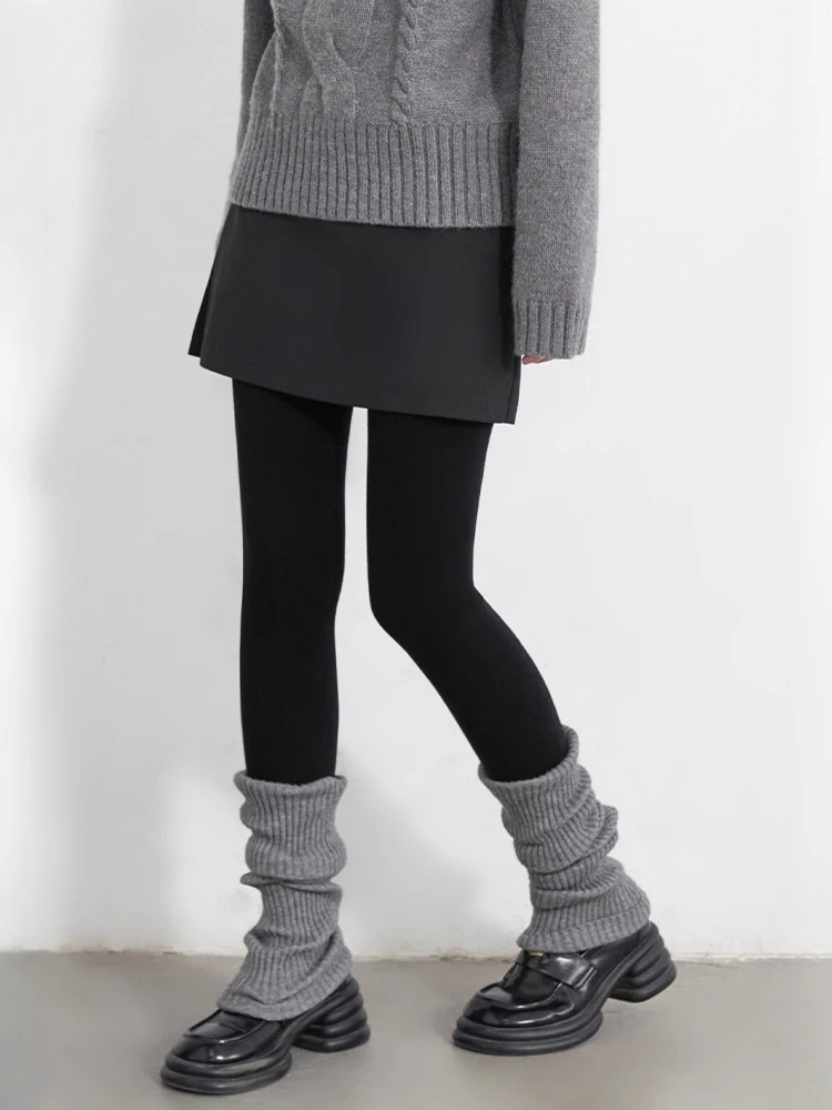 เลกกิ้งผู้หญิง CHIC VEN สไตล์สตรีทแวร์ ผ้าถักเนื้อนุ่ม อบอุ่น กระชับรูปร่าง ยืดหยุ่น ผ้ากำมะหยี่ ขนฟู  สำหรับผู้หญิง  ฤดูใบไม้ร่วง ฤดูหนาว 2025