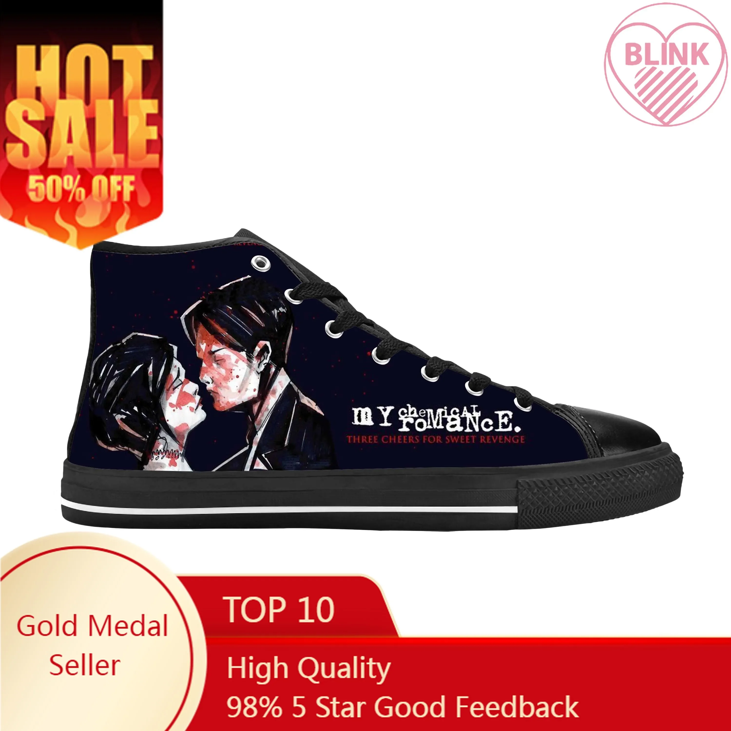 My Chemical Romance Mcr Black Parade Rock Band Casual Cloth Shoes High Top Comfortable Breathable 3D Print Men Women Sneakers