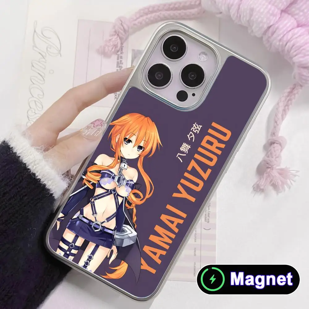 

Date a Live Yamai Yuzuru Silver Plating Magsafe Mobile Phone Case for iPhone 17 16 15 14 13 12 11 Air Pro Max Plus Colorful