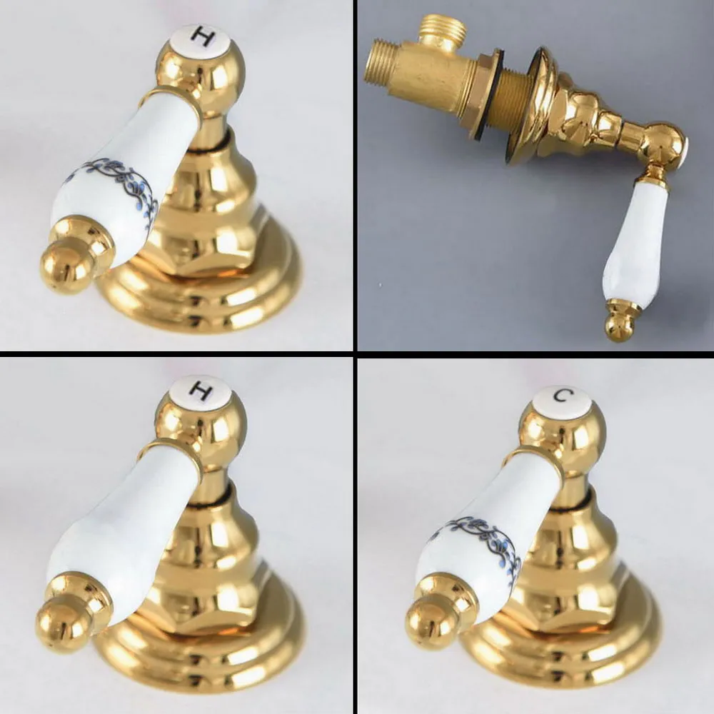 Gold Color Brass Wall Mounted Deck Mounted Ceramic Handle Faucet Control Valve Stopcock Tap G1/2 Male X G1/2 Male Thread Mzh398