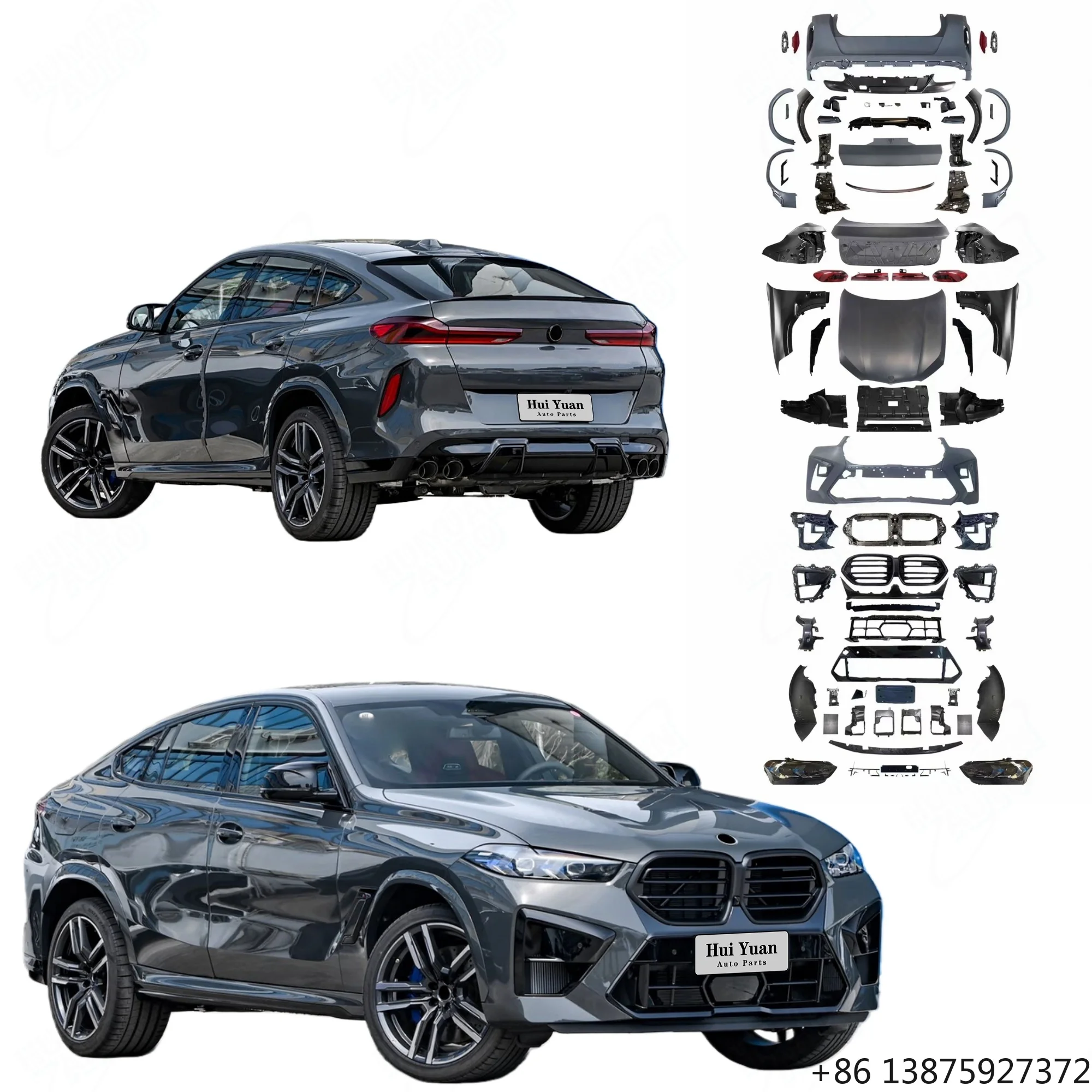 Facelift Accessories for X6 F16 2015-2019 to F96 LCI X6M Model LED Lamps Front/Rear Bumper Lip Grille Exhaust Pipe Body Kit