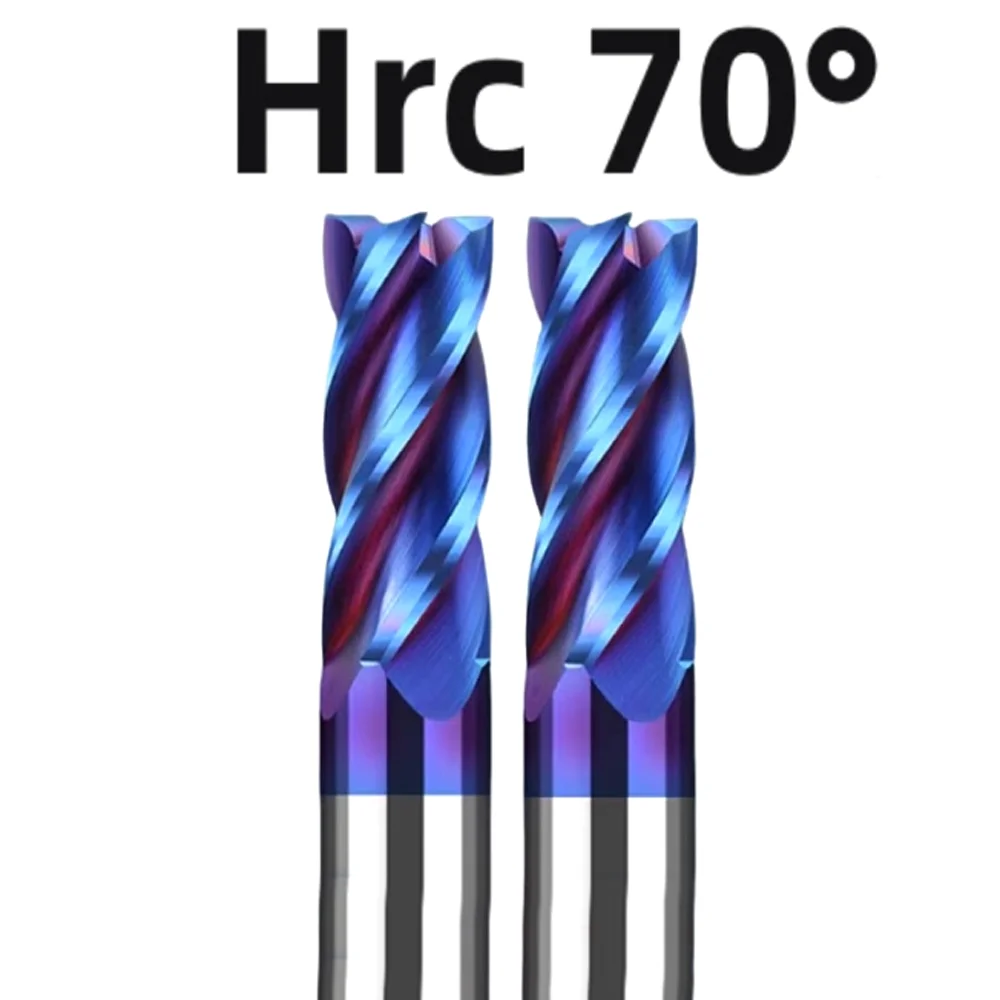 

HRC70 Твердосплавная плоская концевая фреза с 4 канавками, аксессуары для ЧПУ, фрезерная головка, резак для твердого металла, сверла с четырьмя зубьями, детали токарных станков