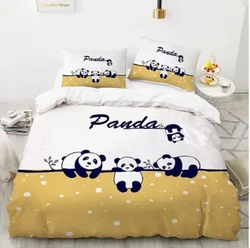 Cartoon Animal Duvet Cover Sets Queen King Size Cute Polyester Bedding Set 3D Lovely Fox Panda Bird Theme for Kids Boys Girls