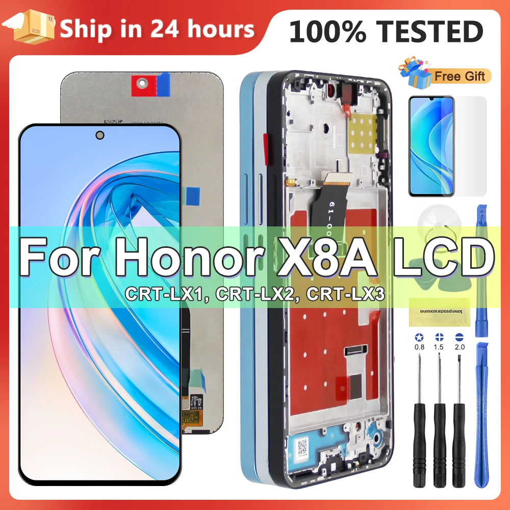 6.7\'\' OEM For Honor X8a LCD Display Touch Screen Digitizer Assembly For Honor X8a CRT-LX1 CRT-LX2 CRT-LX3 Screen With Frame