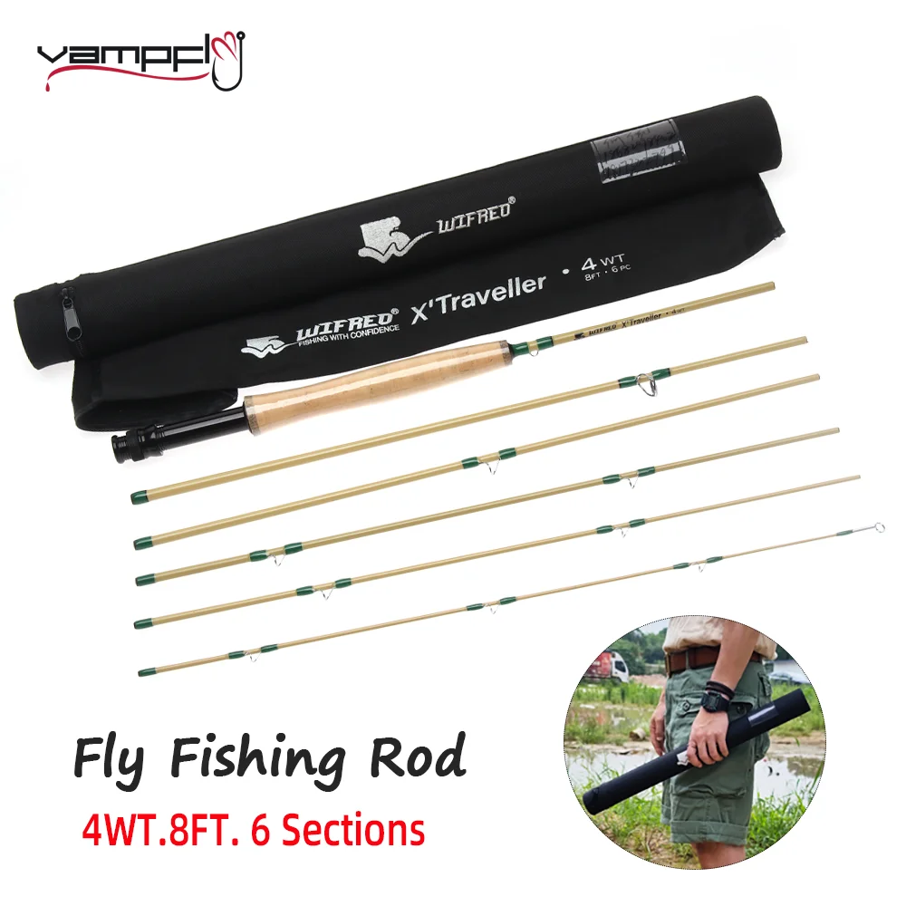 

Vampfly 4WT 8FT 6 Sections Carbon Fiber Fly Fishing Rod Portable Travel Fly Rod Fast Action Fishing Pole Trout Fishing Tackle