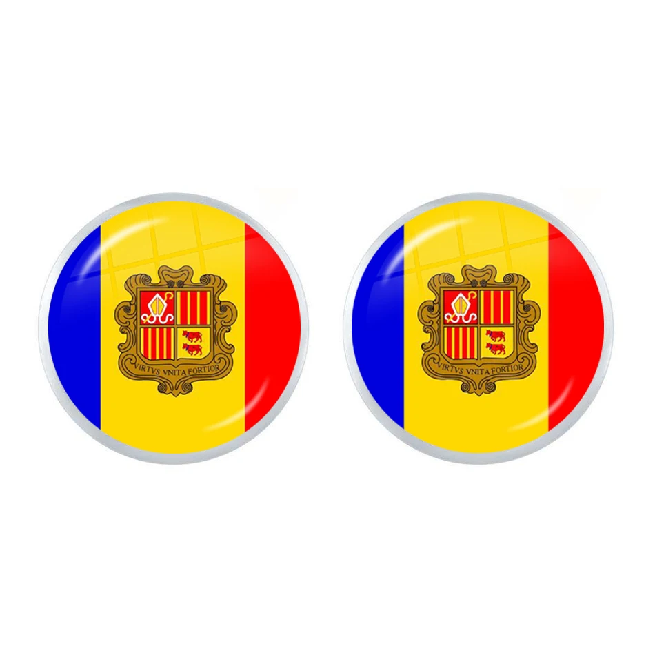 MCO,Macedonian, Luxembourg, Georgia, Andorra, Eilandgebied Sint Maarten,Curacao,Bonaire, Aruba Nation Flag Glass Stud Earrings
