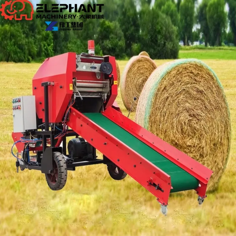 Self-feeding Square Hay Baler Continuous Working Pasture Dry Grass Straw Compression Baling Press