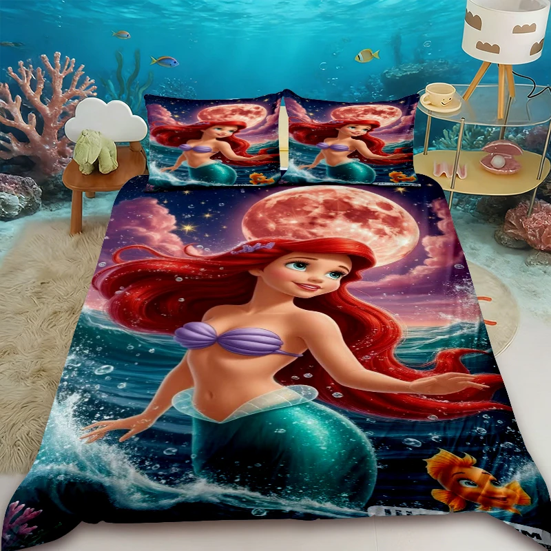 

Children Princess Series Duvet Cover Mermaid Princess Fairy Tale Cartoon Bedding Set Skin-friendly and Soft Bedroom Decor Gifts