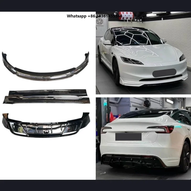 

For Model 3 2023 Modified Front Shovel Rear Lip Side Skirts New Style Gloss Black Car Body Kit