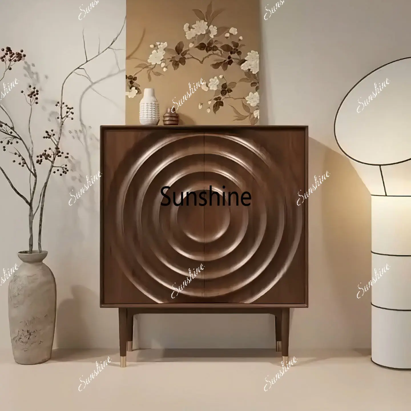 

Wabi Sand Wind Modern Simple Light Luxury Solid Wood Storage Cabinet