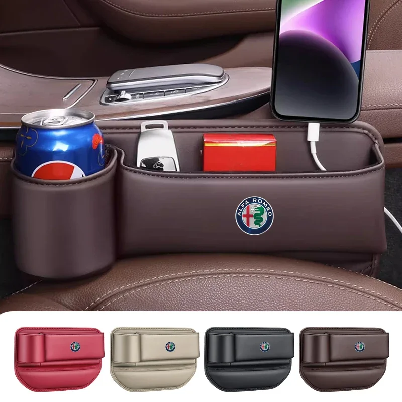 Multifunction Car Seat Gap Leak-proof Storage Bag For Alfa Romeo Giulia Stelvio Quadrifoglio Giulietta 156 147 Mito Tonale GT