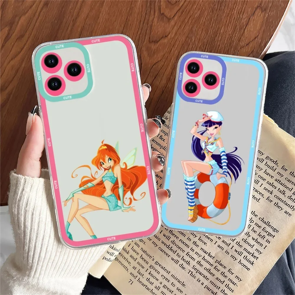 Girl W-Winx Clubs Phone Case For iPhone 11 12 Mini 13 14 Pro Max Transparent Shell