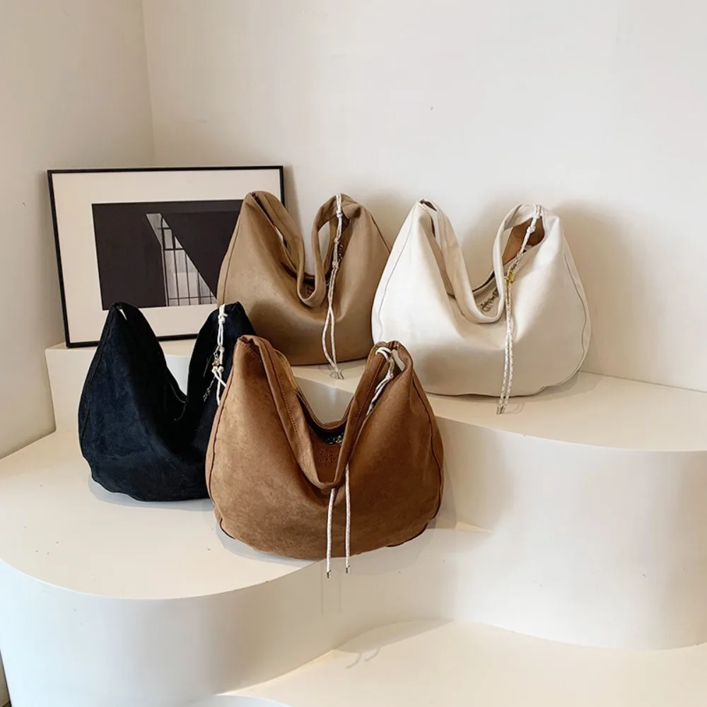 

Fashion With Interior Pocket Bucket Bag Suede High-capacity Shoulder Bag Solid Color Ladies Handbag Ladies ​
