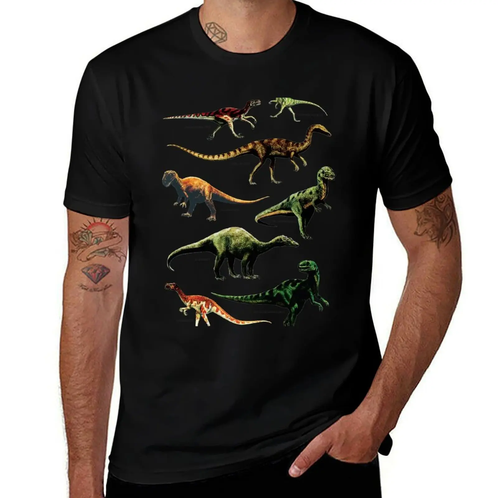 DINOSAUR SPECIES VINTAGE RETRO 80s DINO DINOSAURS T-Shirt Running Performance Short Sleeve Tee