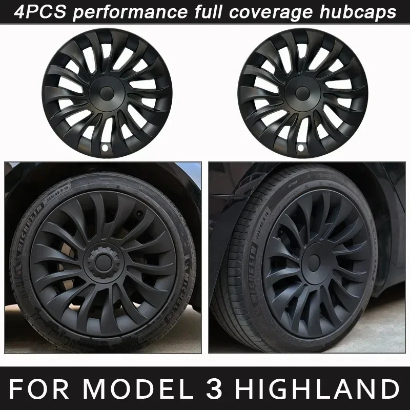 19 Inch Wheel Covers for Tesla Model Y 2021-2024, Hubcaps for Tesla Model Y,Accessories 2024 for Tesla Model Y Matte Black/Black