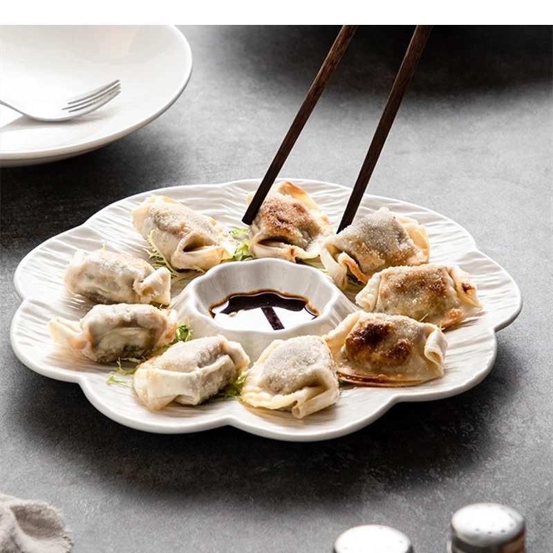 

Chinese Ceramic Dumpling Plate Hotel Restaurant Sashimi Sushi Food Decoration Dessert Kitchen Tableware