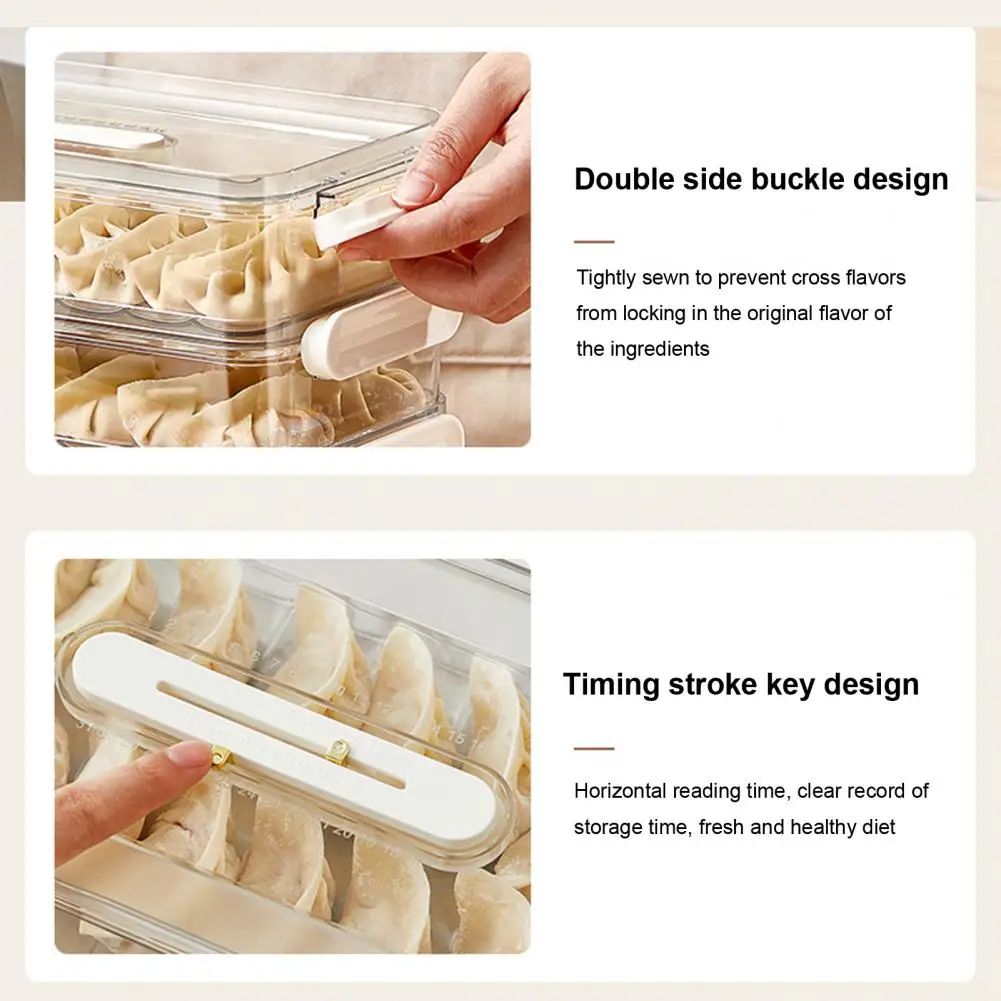 Safe Odor-free Food Container Capacity Stackable Dumpling Boxes with Dust-proof Cover Organize Store Food Fridge or Freezer